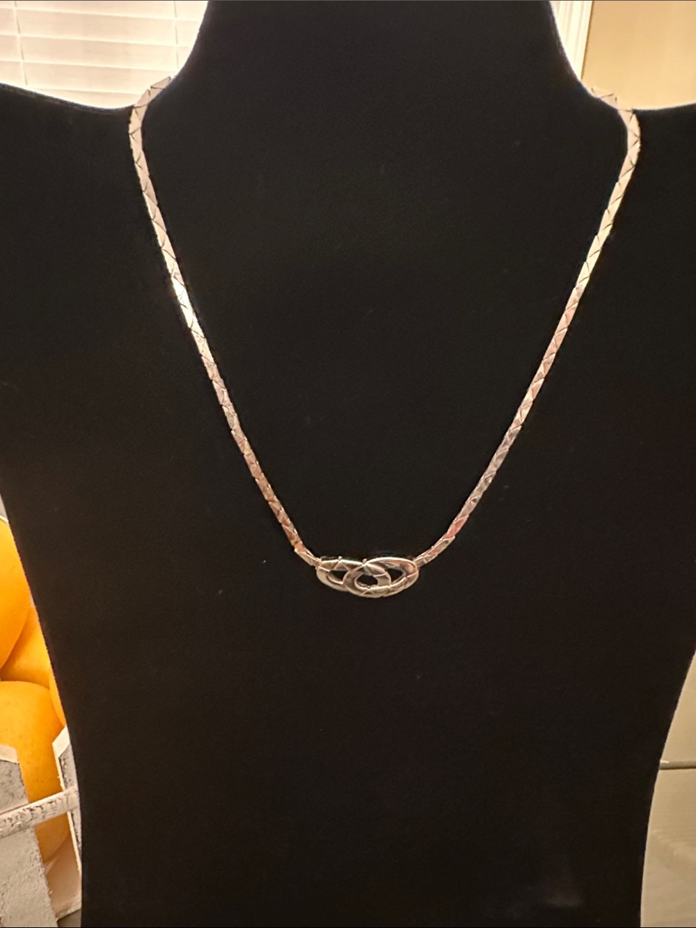 Vintage Monet Silver Tone Herringbone Chain Necklace